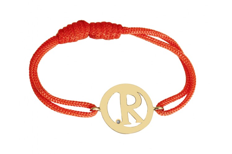 Alphabet R Gold Bracelet